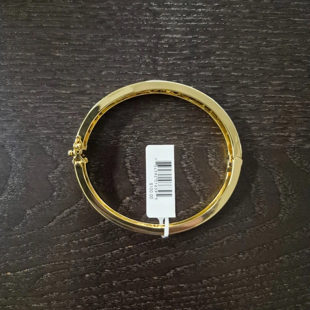 Diamond Accent 18k Gold-Plated Greek Key Bangle Bracelet 7.5